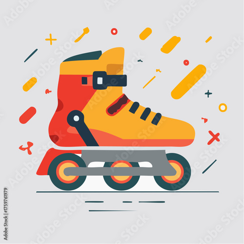 Roller skate with colorful accents