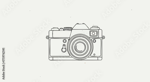 Outline sketch of a classic single lens reflex camera.