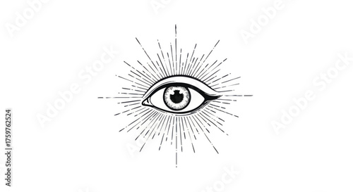 Hand drawn All Seeing Eye of Providence symbol illustration.