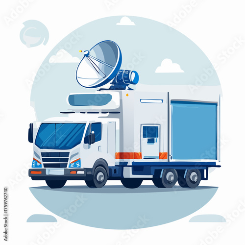 Satellite dish truck for broadcasting