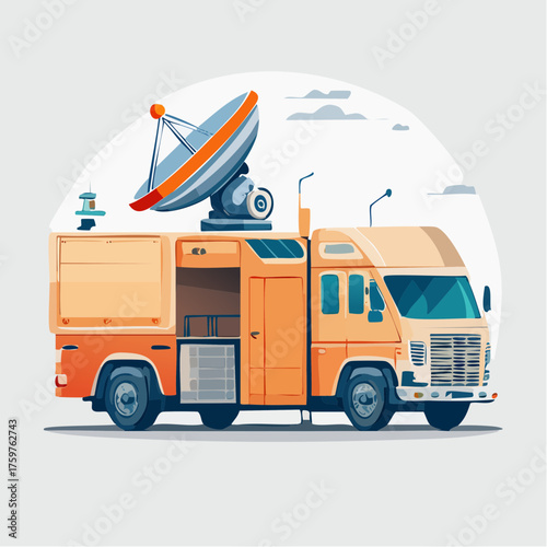 Satellite dish truck for broadcasting news