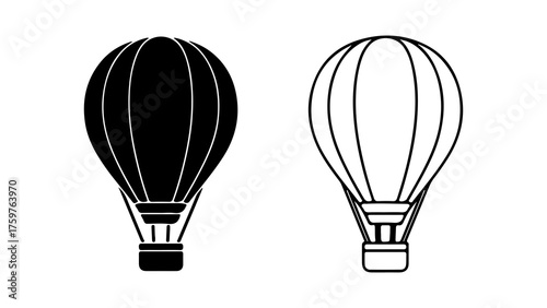 Hot air balloons outline with transparent background