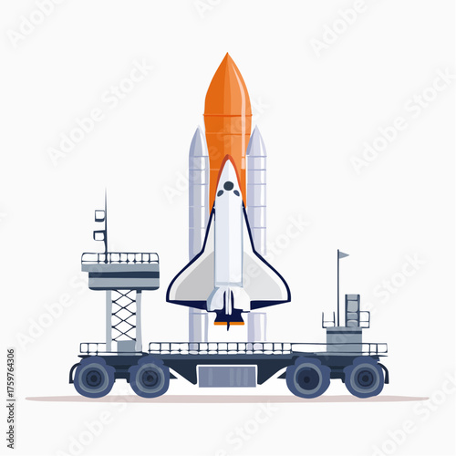 Space shuttle on launchpad transport crawler