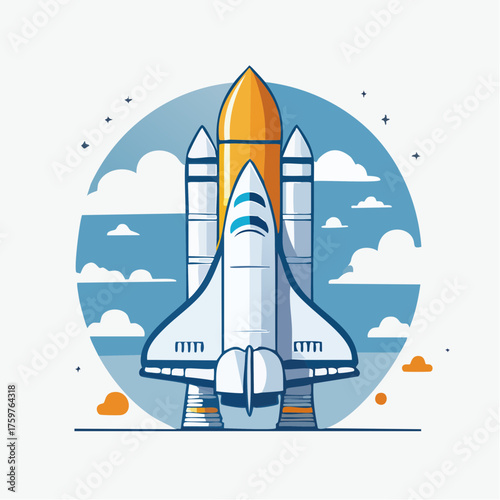 Space shuttle ready for launch in the sky