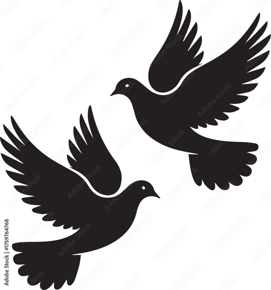 Obraz premium Doves Flying Peacefully Together Silhouette Symbolizing Freedom Hope Unity and Serenity Representing Spiritual Harmony