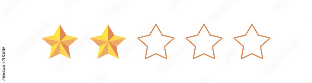 Obraz premium Gold five star rating icon on transparent background. Vector Illustration flat icon with lighted yellow golden and line stars for reviews, feedbacks products and services.