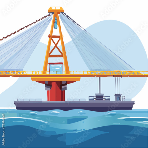 Suspension bridge support platform over water