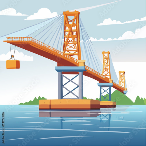 suspension bridge construction over water