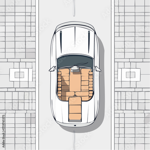 Top view of a white luxury car interior