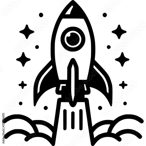 Ascension to the Cosmos: A dynamic illustration depicts a rocket soaring into the inky expanse of space, surrounded by radiant stars, symbolizing ambition and the pursuit of discovery.