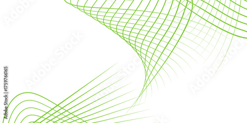 Modern abstract green wave liquid lines background.dots on a whit clean and fresh background,Frequency sound wave lines and technology curve lines,green wave lines frame