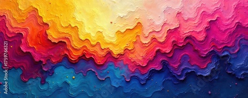 Abstract swirling waves of vibrant colors including yellow orange pink purple and blue