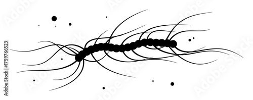 Abstract Bacterial Flagella Whip Vector - Microscopic Propulsion, Scientific Movement