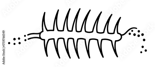 Abstract Minimalist Cilium Vector Design, Cellular Hair Structure, White Background