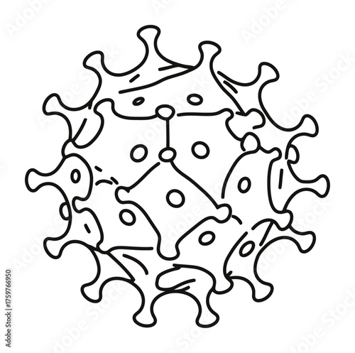 Abstract Viral Capsid Protein - Minimalist Vector Art, Pathogenic Geometry Shape