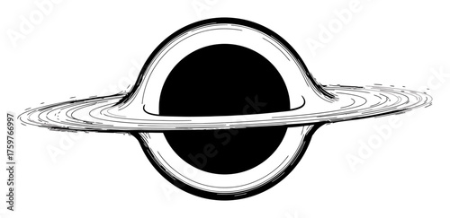 Minimalist Black Hole Event Horizon Vector Art, Singularity Boundary, Point of No Return, Cosmic Science