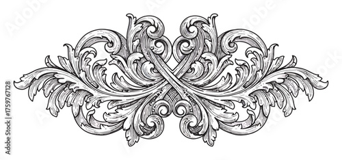Ornate Baroque Engraving Crosshatch - Minimalist Vector Line Art