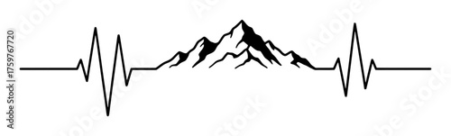 Minimalist Heartbeat to Mountain Range Line Art Vector Design