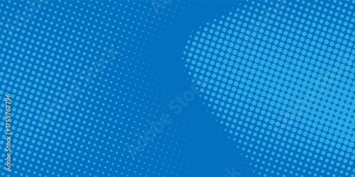 Cyan blue pop art background with halftone polka dots in retro comic style