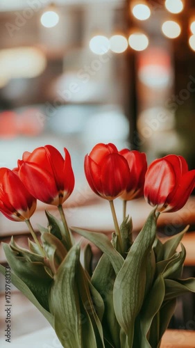 Red Tulips in a Vase