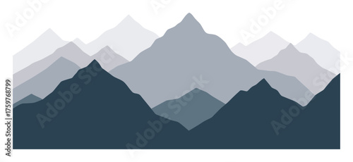 Minimalist Mountain Range Outline Vector - Clean Gradient Landscape