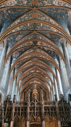 Billede på lærred Belle perspective architecturale sur la nef de la cathédrale Sainte-Cécile d'Alb