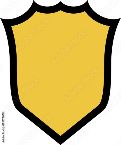 Shield with a diamond-edged design, outlined in black over a yellow silhouette.