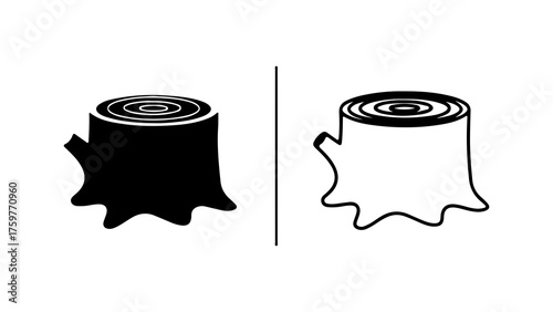 Tree stump outline with transparent background