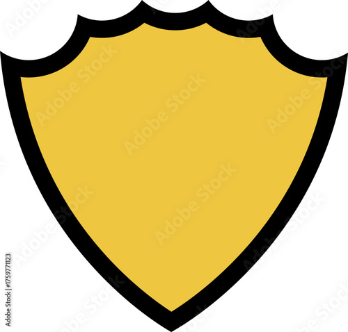 Shield with a dynasty-inspired emblem, featuring elaborate scrolling designs and a structured form.