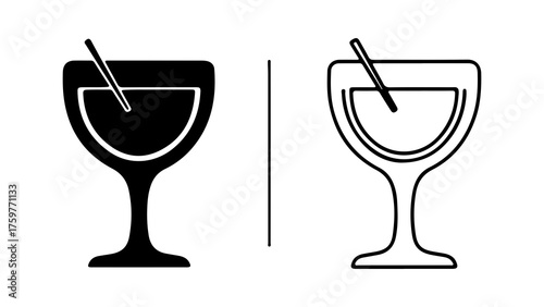 Cocktail glasses with straws with transparent background