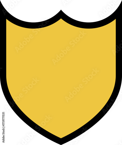 Twin crest heraldry design with mirrored symmetrical elements, outlined in black for a bold appearance.
