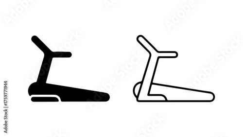 Treadmill outline and solid icons with transparent background