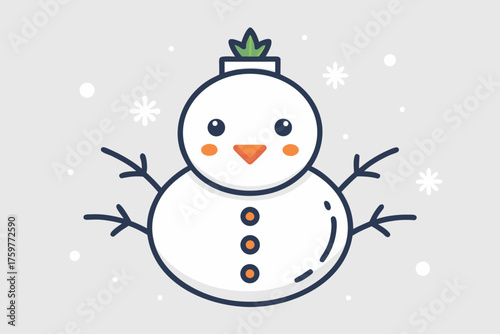 snowman face outline only facial feature icon illustration