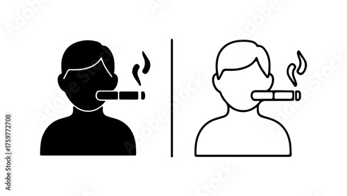 Person smoking cigarette outline with transparent background