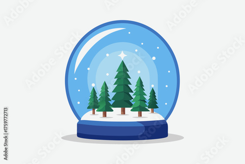 pine forest globe small glass dome nature icon
