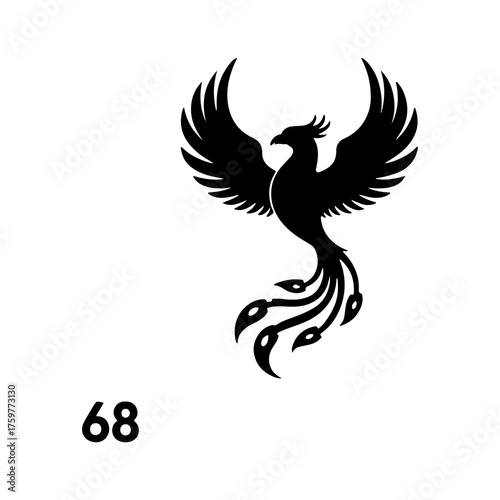 Phoenix bird silhouette with transparent background