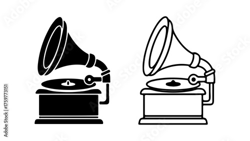 Vintage gramophone with transparent background