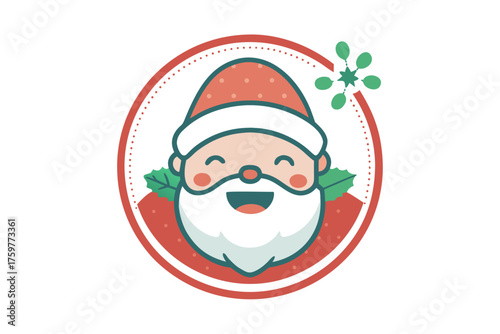 winking santa stamp icon playful santa winking with festive hat