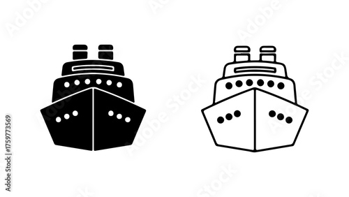 Cruise ship front view with transparent background