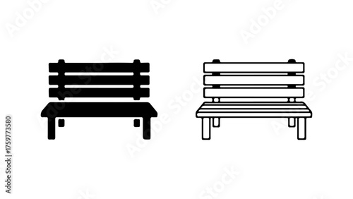Park benches outline with transparent background