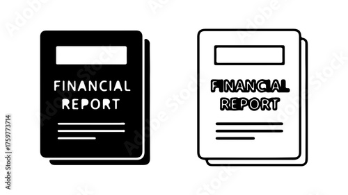 Financial report documents with transparent background