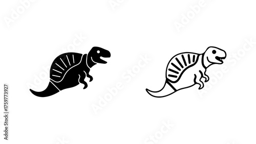 Dinosaur icons with outline and solid fill