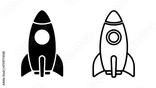 Rocket ship icon set with transparent background