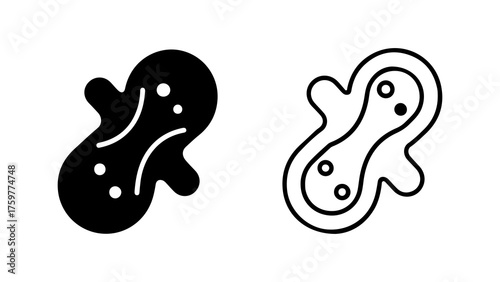 Bacteria cells outline and solid with transparent background