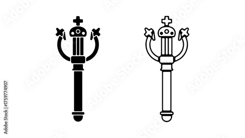 Ceremonial mace with cross and transparent background