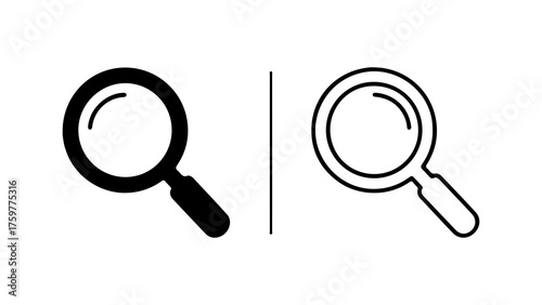 Magnifying glasses outline and solid with transparent background