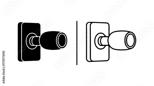 Door knob icons with outline and solid fill
