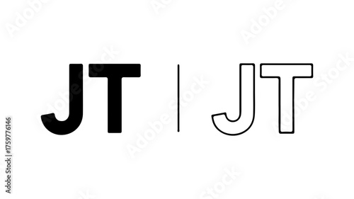 JT letters with outline and solid fill with transparent background
