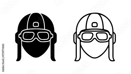 Pilot helmet with goggles with transparent background