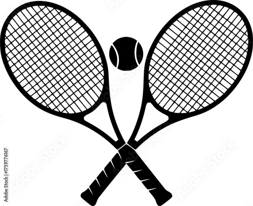 black tennis rackets and ball clip art preview